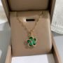 Picture of Delicate Green Crystal Emerald Flower Necklace