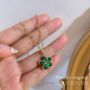 Picture of Delicate Green Crystal Emerald Flower Necklace