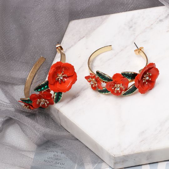 Picture of Paint Resin Flower C Earrings