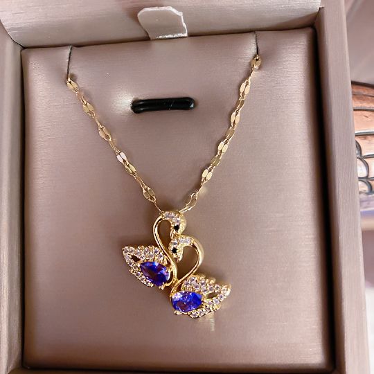Picture of Crystal Swan Charm Necklace