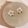 Picture of Gold Plated Camellia Pearl Stud Earrings