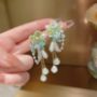 Picture of Pearl Flower Tassel Crystal Earrings