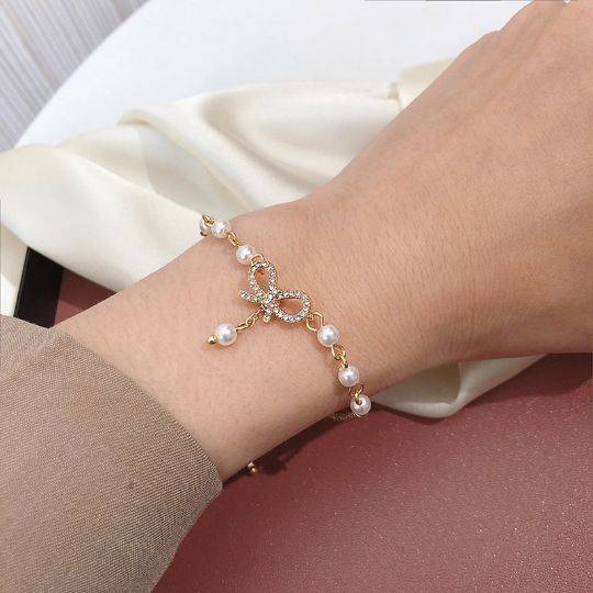 Picture of Retro Pearl Beaded Gold Plated Bracelet