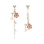 Picture of Delicate Pink Flower Asymmetrical Drop Earrings