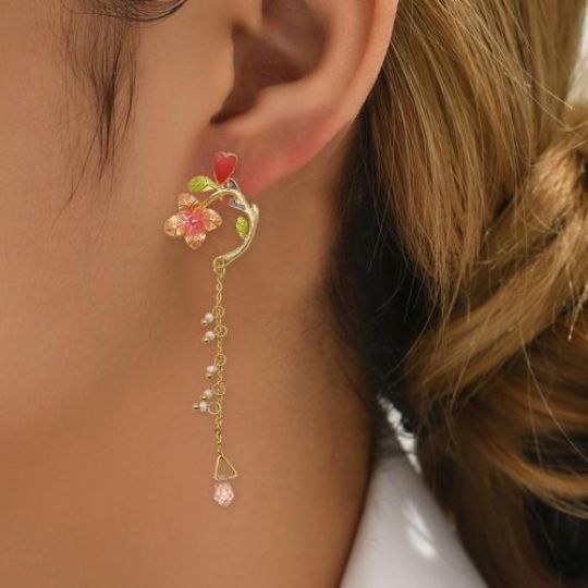 Picture of French Design Asymmetrical Stud Tassel Drop Earrings
