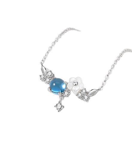 Picture of Blue Moonstone Diamond Pendant Necklace