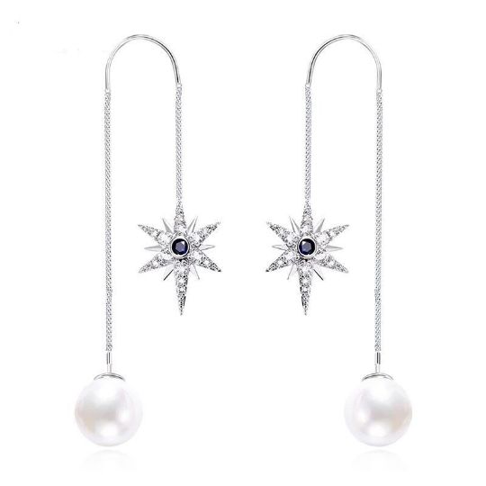 Picture of Pearl Zircon Star Earrings