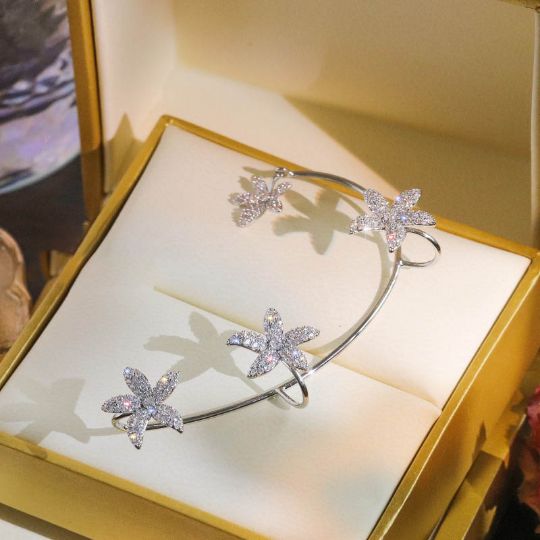 Picture of Shiny Crystal Flower Ear Clips