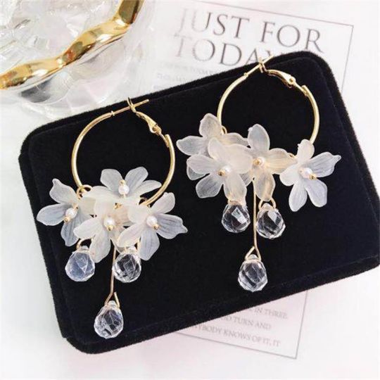 Picture of Crystal Flower Dangle Earrings