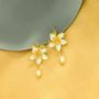 Picture of Plumeria Pearl Crystal Earrings