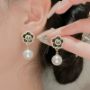 Picture of Vintage Black Camellia Flower Earrings