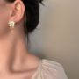 Picture of White Camellia Asymmetrical Earrings