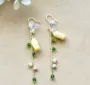Picture of Handmade Real Bellflower Earrings with Glass Beads and Pearl