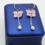 Picture of Handmade Real Hydrangea Earrings with Natural Stone