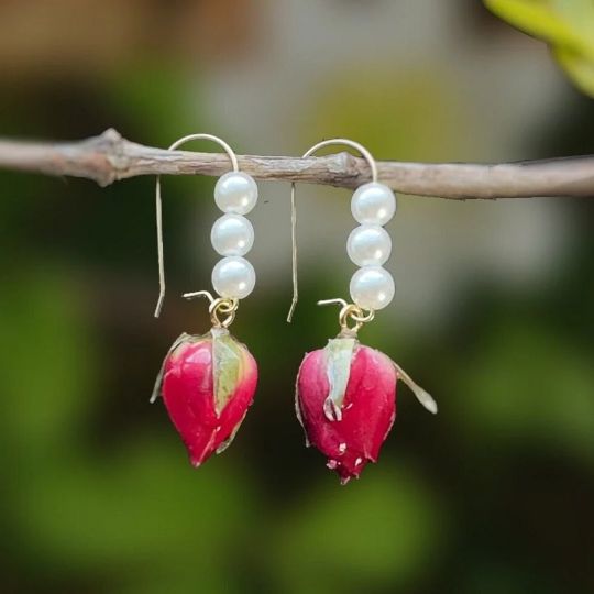 Picture of Real Hawaiian Rose Earrings