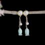 Picture of Real Bellflower Drop Earrings - in Blue, Pink, and Beige