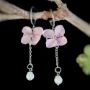 Picture of Handmade Real Hydrangea Earrings with Natural Stone