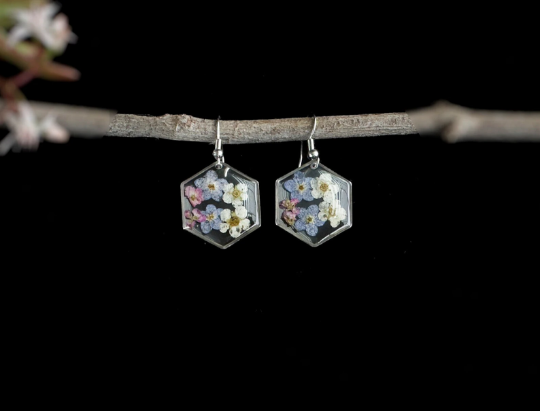 Picture of Forget Me Not Hexagon Earrings